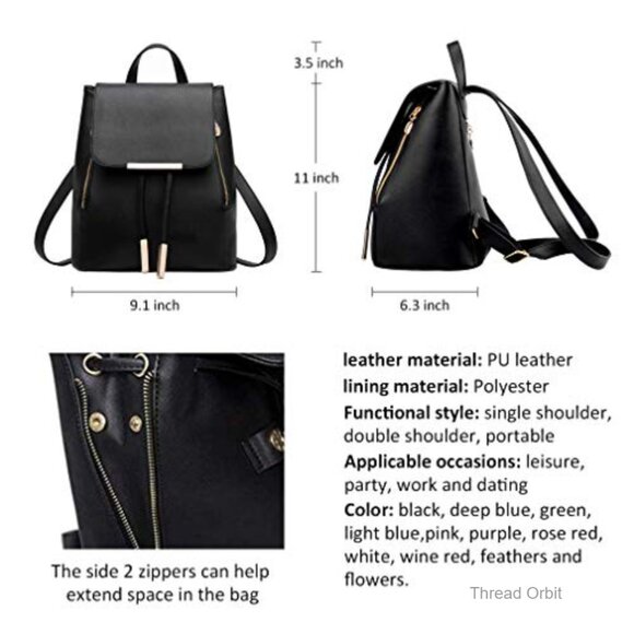 PU Leather Fashion Backpack Daypack with Anti-Theft Pockets Adjustable Straps main image 6